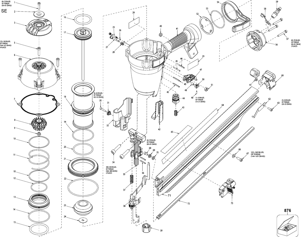 Diagram Diagram and Parts List for FR350BR SN 13 230 0000 and up Porter Cable Nailer